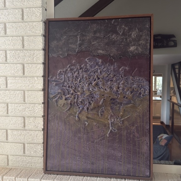 Abstract Purple textured Art Piece by Boyd wood framed on board - Picture 2 of 12